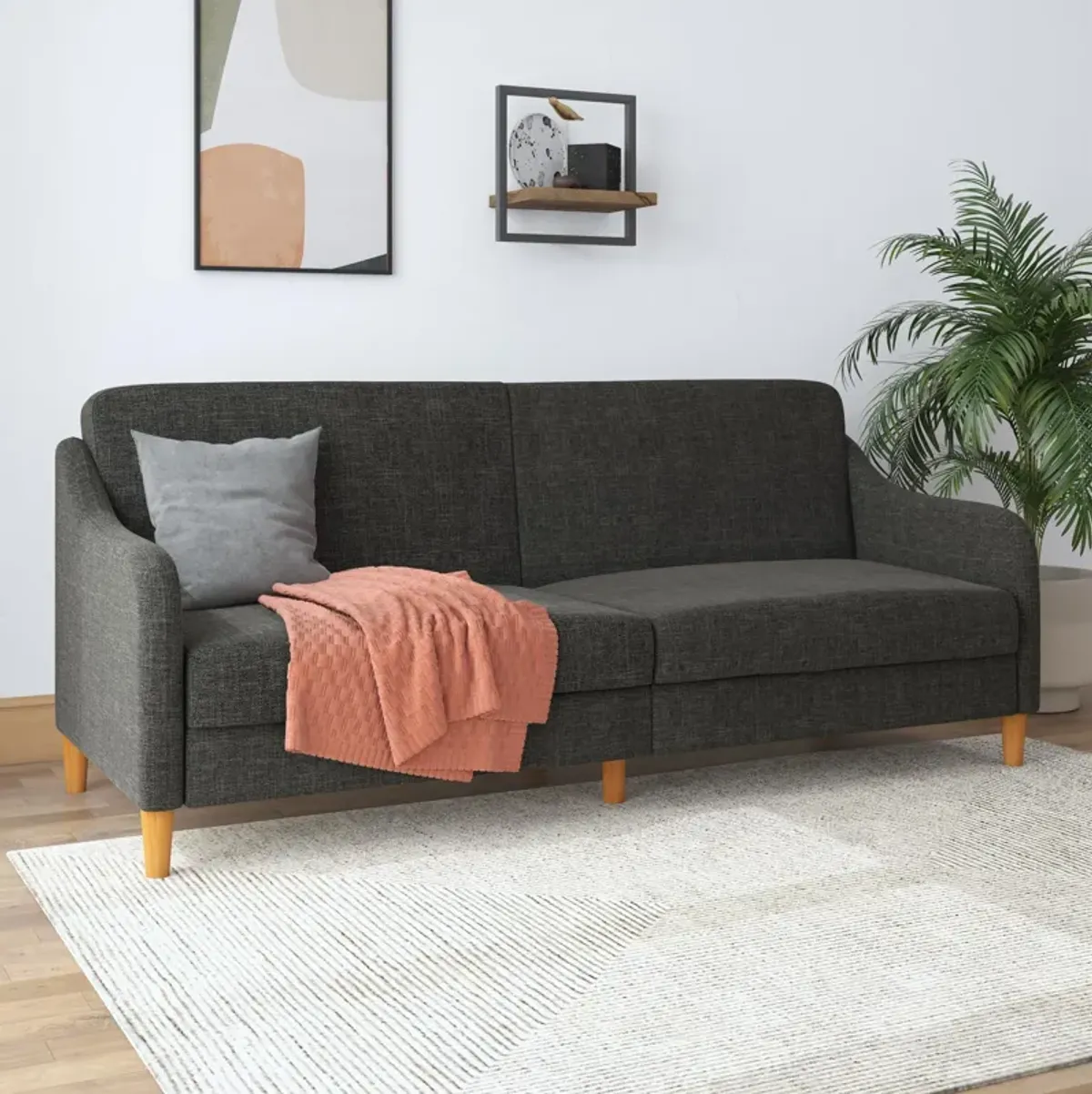 Joan Modern Coil Futon Sofa Bed and Dorm Couch Sleeper