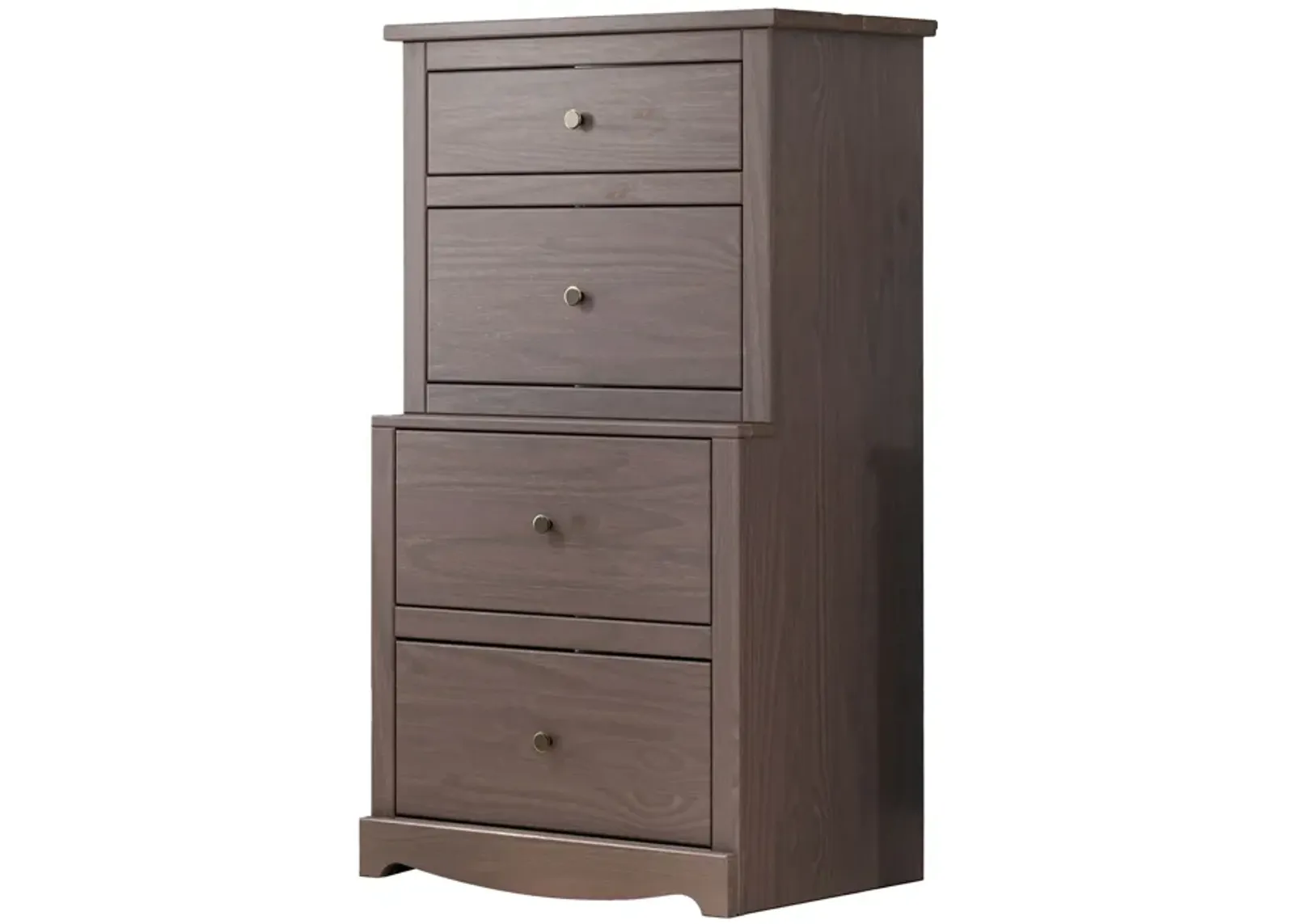 Stav Tall Dresser Chest with 4 Drawers, Plank Style, Gray Solid Wood