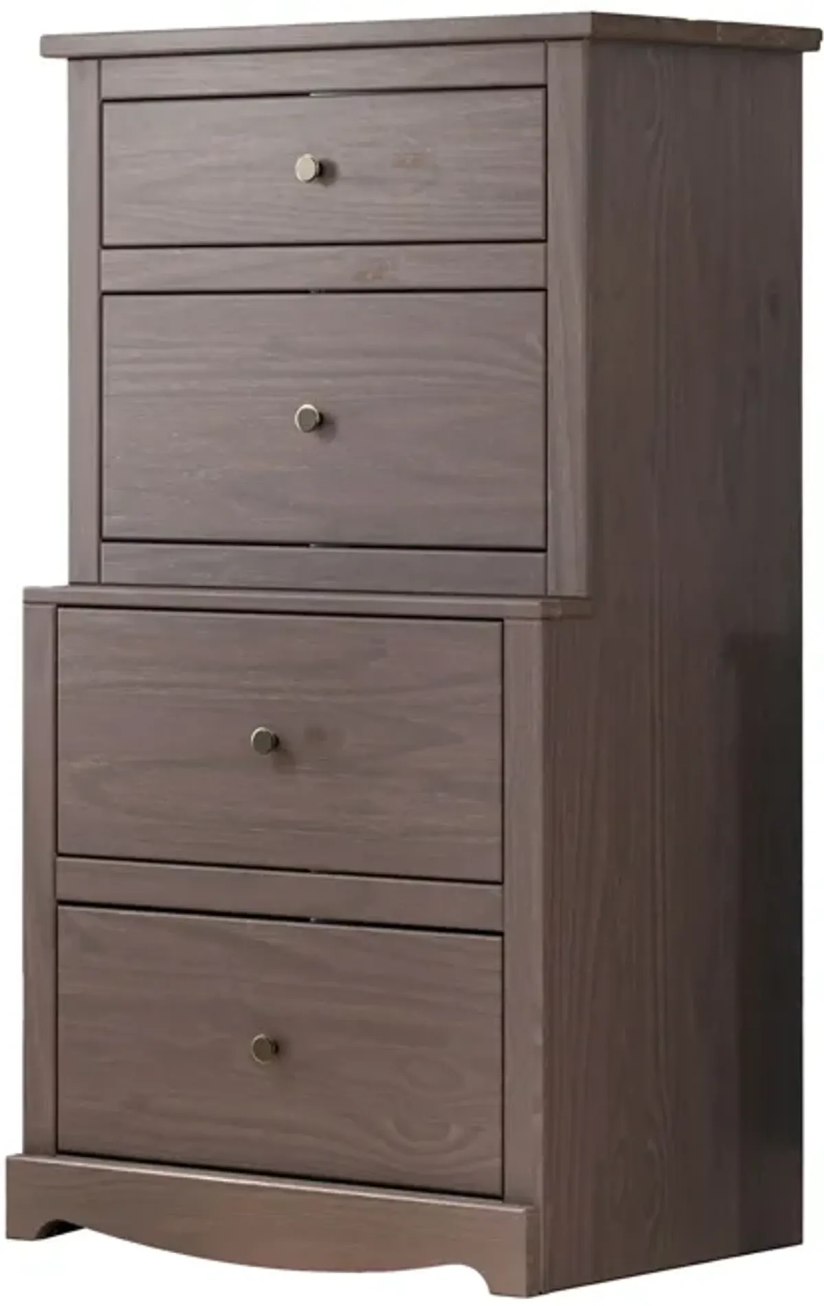 Stav Tall Dresser Chest with 4 Drawers, Plank Style, Gray Solid Wood