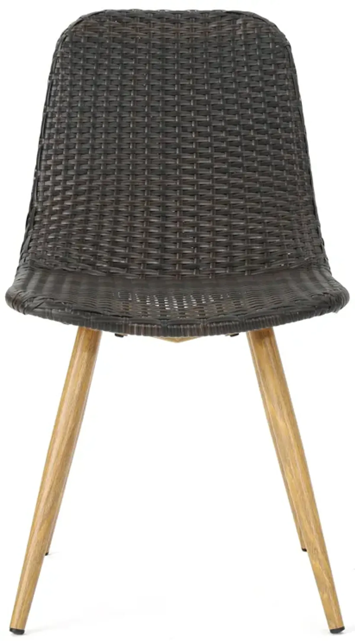Illa Side Dining Chair, Modern Style Iron Legs, Dark Gray Wicker Rattan - Benzara
