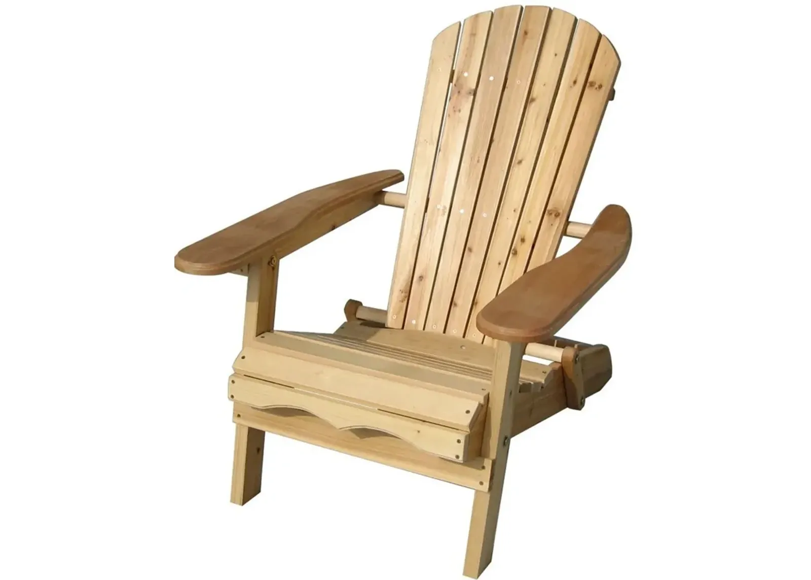 Hivvago Folding Adirondack Chair for Patio Garden in Natural Wood Finish