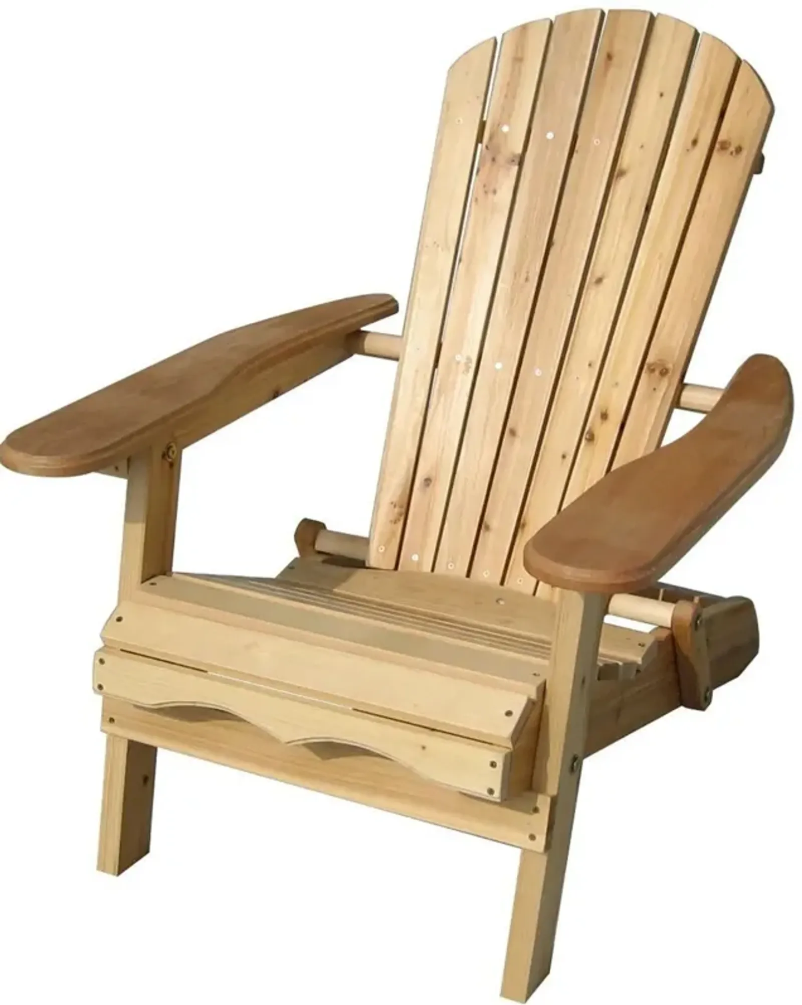 Hivvago Folding Adirondack Chair for Patio Garden in Natural Wood Finish