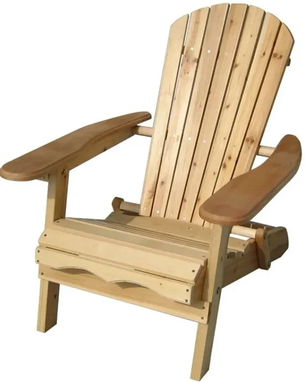 Hivvago Folding Adirondack Chair for Patio Garden in Natural Wood Finish