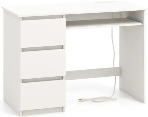 Hivvago Computer Desk with Power Outlet Keyboard Tray and 3 Large Drawers