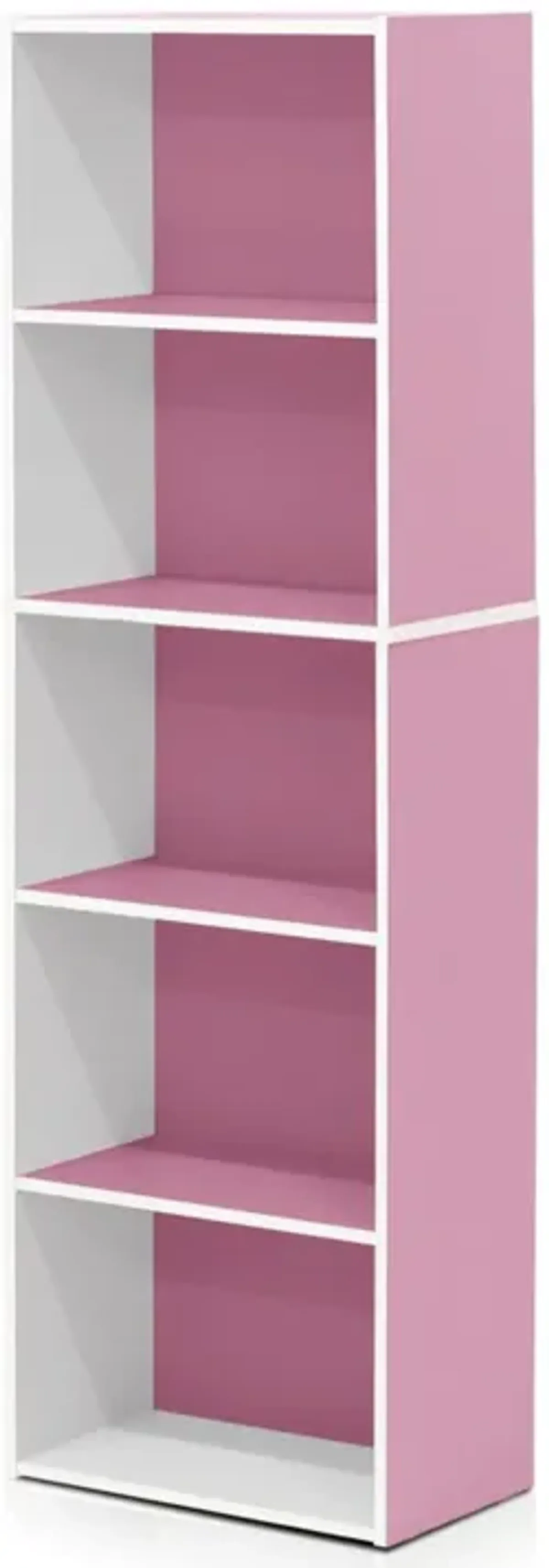 Furinno 5-Tier Reversible Color Open Shelf Bookcase , White/Pink 11055WH/PI