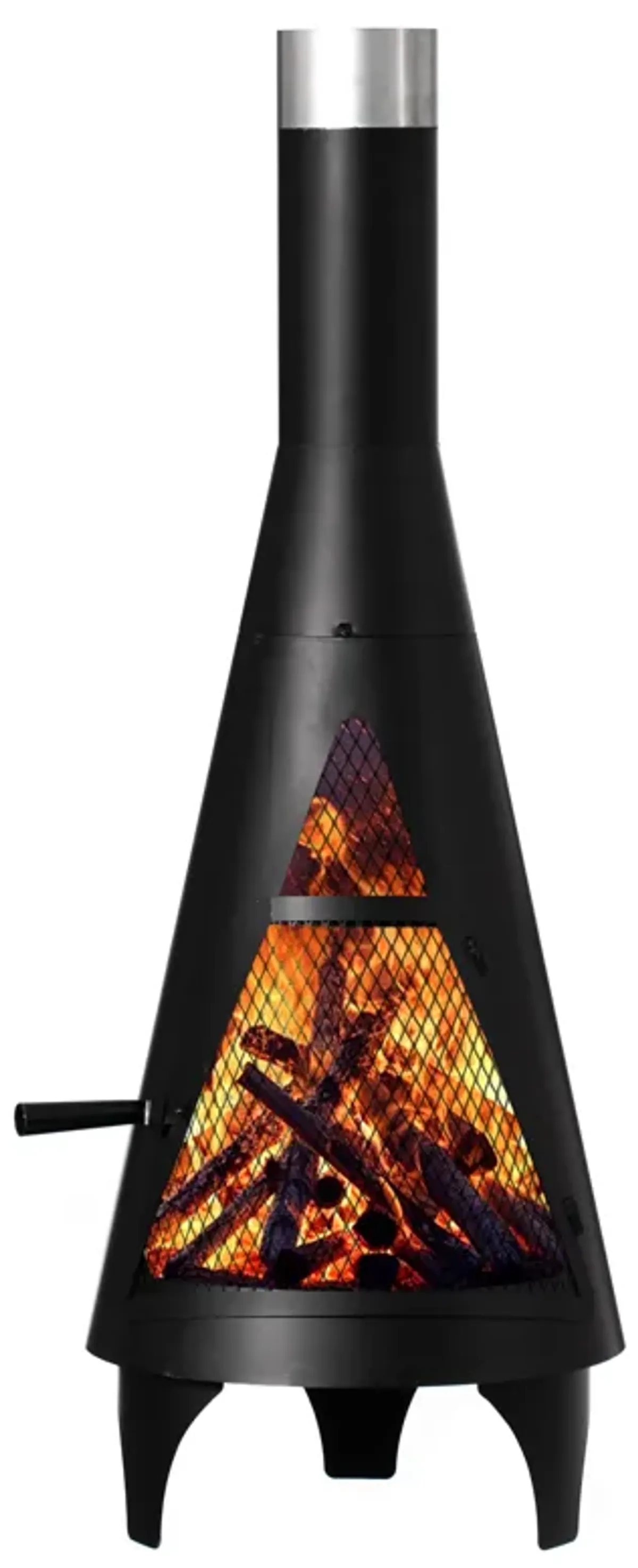 50" Black Outdoor Metal Wood Burning Chimenea Patio Heater Fire Pit for Backyard or Deck, Includes Fire Pit Poker Handle