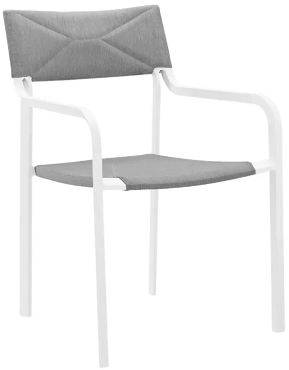 Modway Raleigh 34" Modern Fabric Outdoor Patio Armchair in White/Gray (Set of 2)