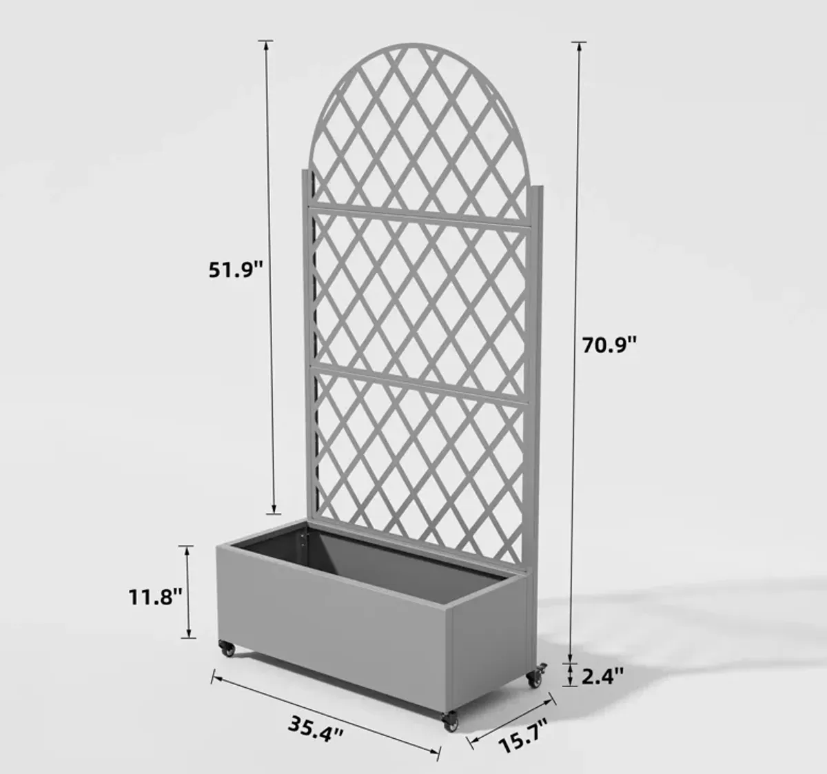 71*35.5 Archerd Metal Planter Box with Trellis