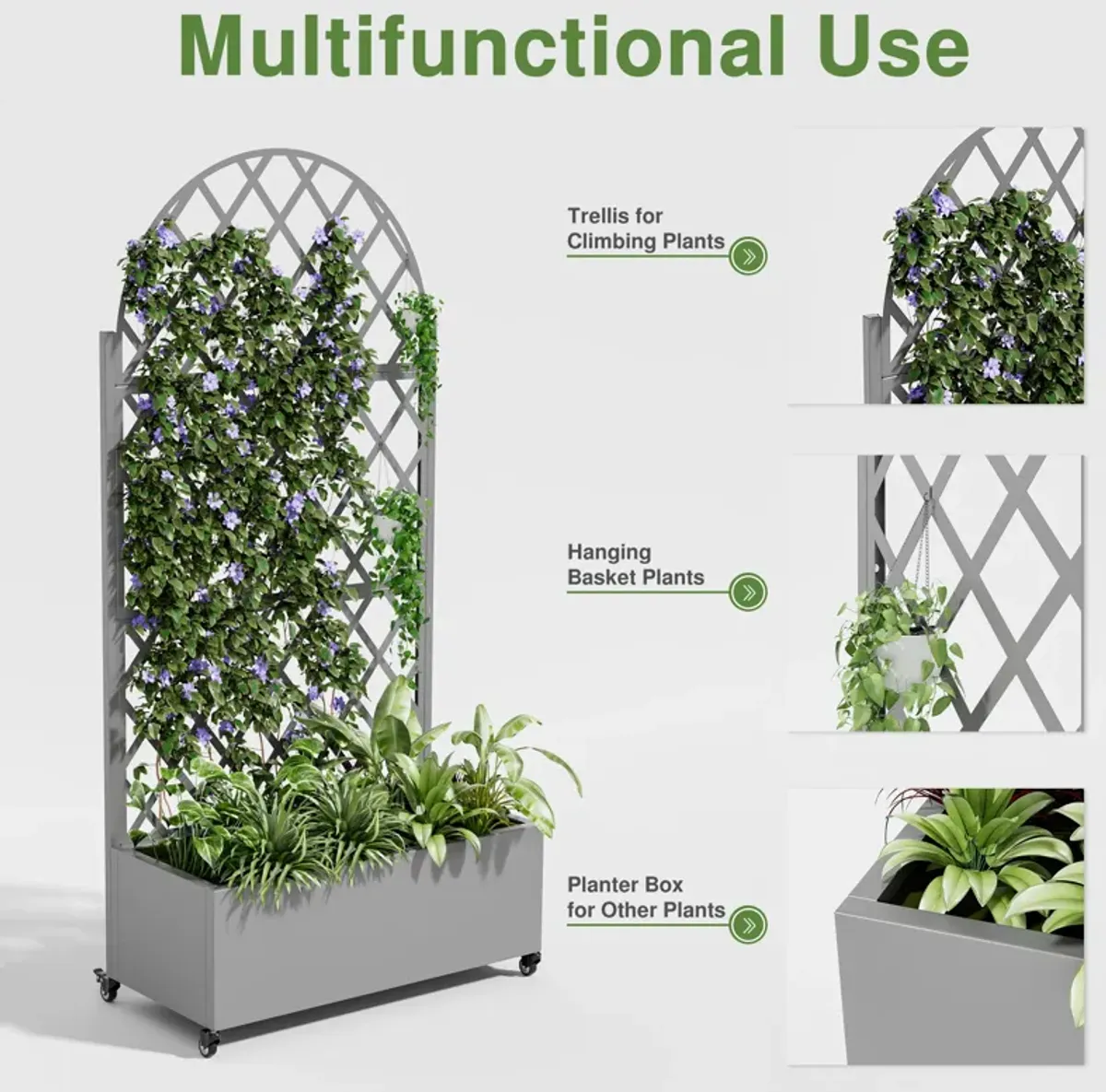 71*35.5 Archerd Metal Planter Box with Trellis