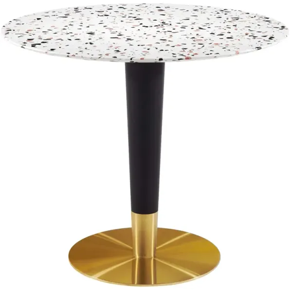 Modway - Zinque 36" Round Terrazzo Dining Table Gold White