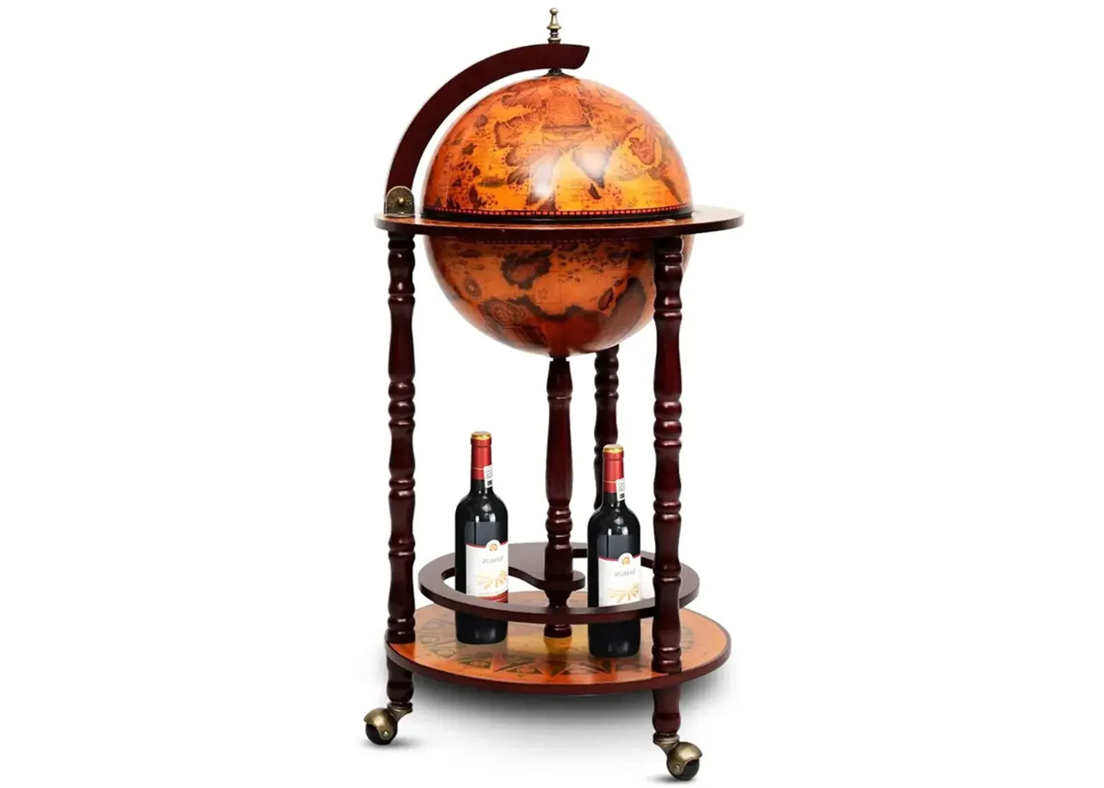 16th Century Wood Globe Wine Bar Stand