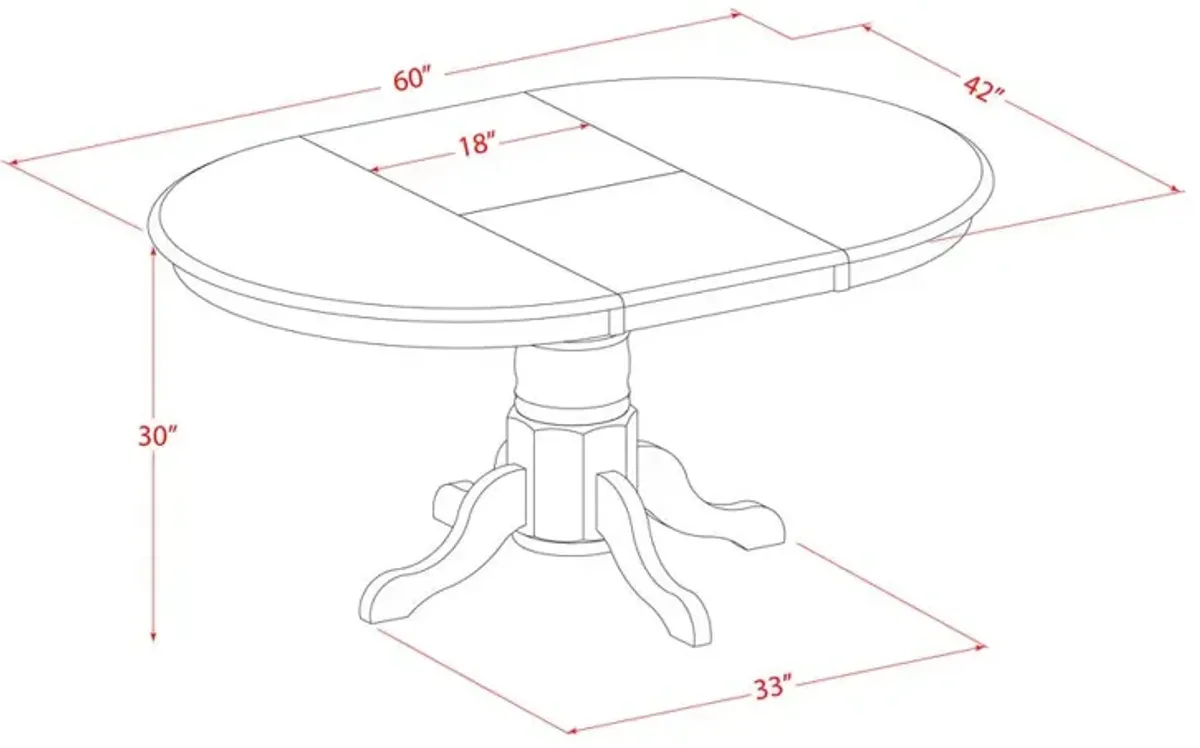 East West Furniture Kenley  Oval  Single  Pedestal  Oval  Dining  Table  42x60  with  18  Butterfly  Leaf