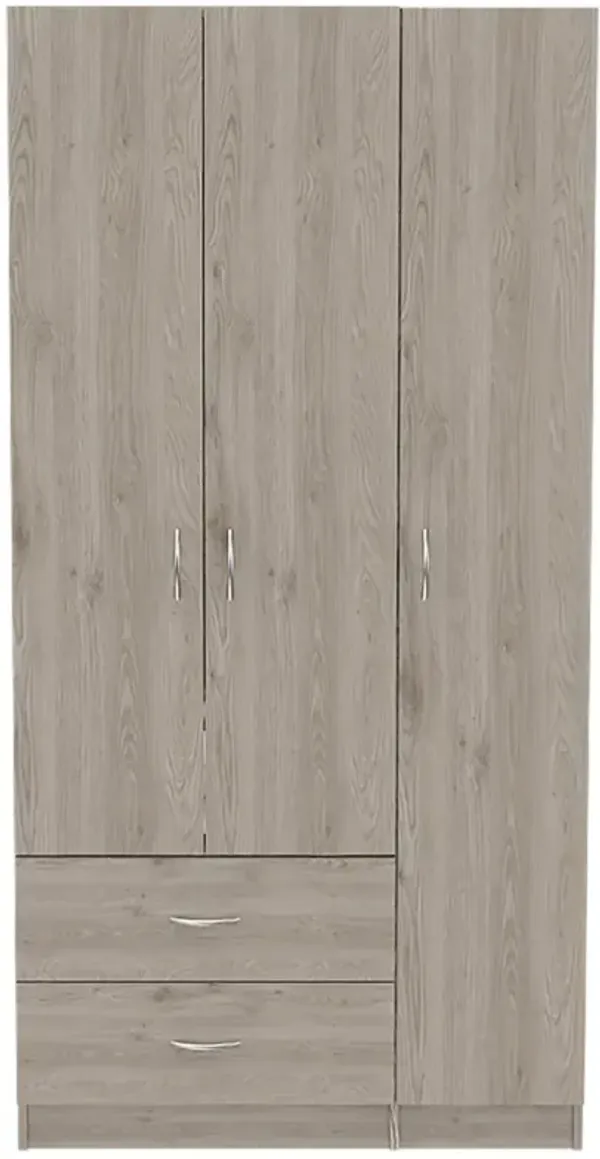 Streamdale Rowaton 2-Drawer 3-Door Armoire Light Gray