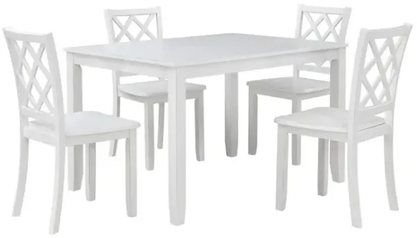 New Classic Furniture Trellis 5 Pc Dining Set, Table & 4 Chairs -  White