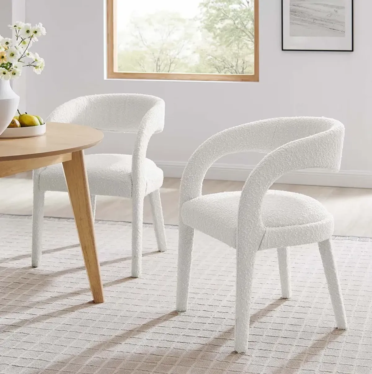 Pinnacle Boucle Upholstered Dining Chair Set of Two