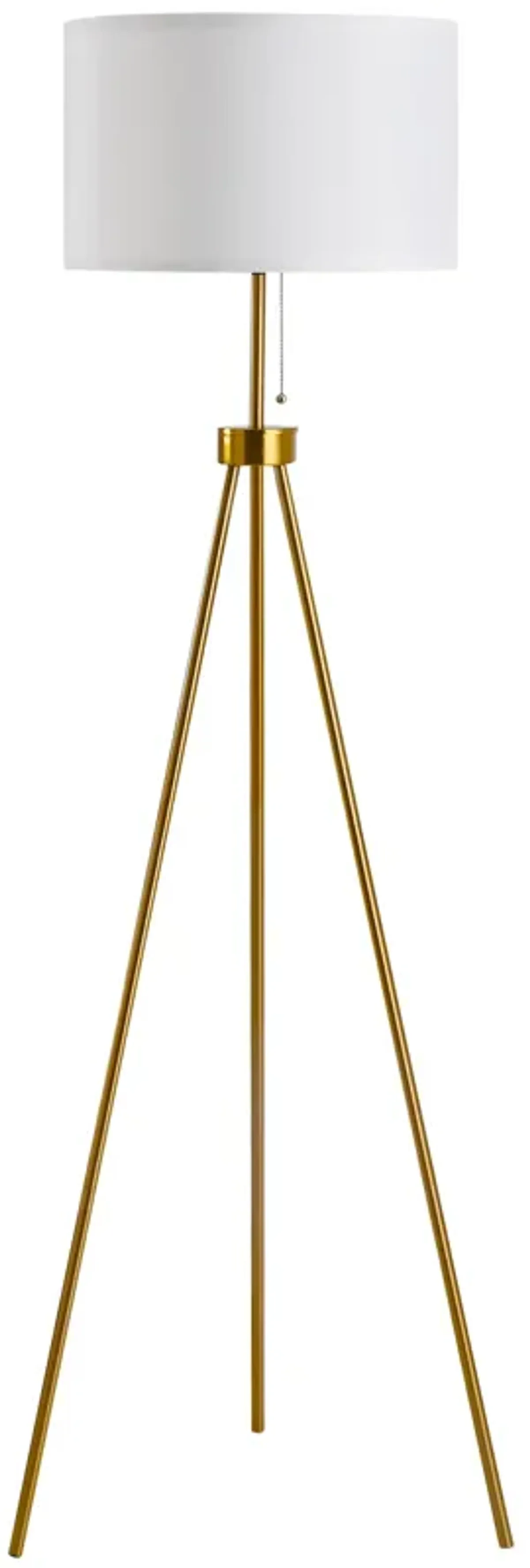 Gold Tripod Elegance: 59.75" Floor Lamp with Fabric Shade