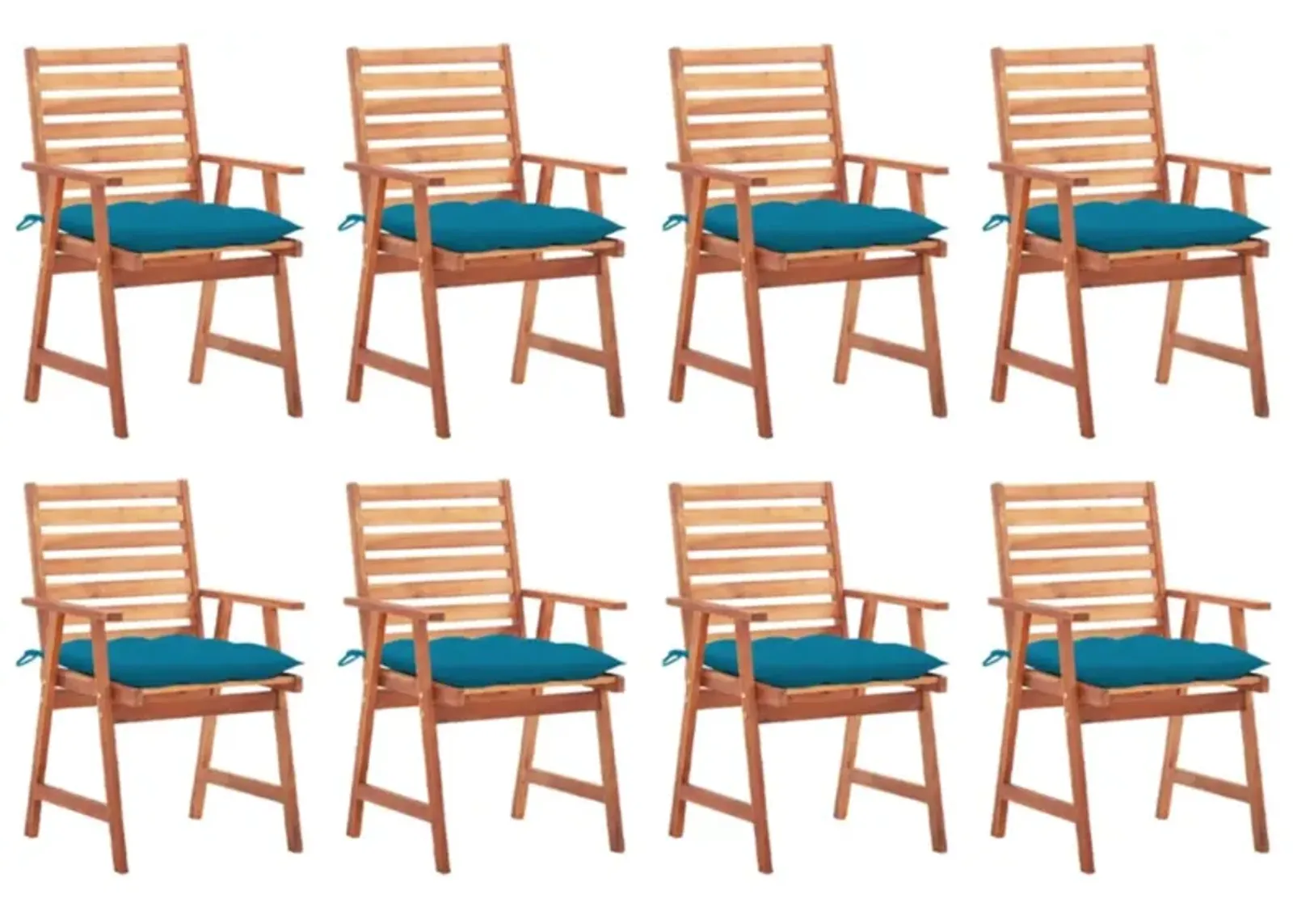 vidaXL Patio Dining Chairs 8 pcs with Cushions Solid Acacia Wood