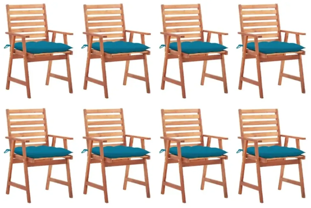 vidaXL Patio Dining Chairs 8 pcs with Cushions Solid Acacia Wood