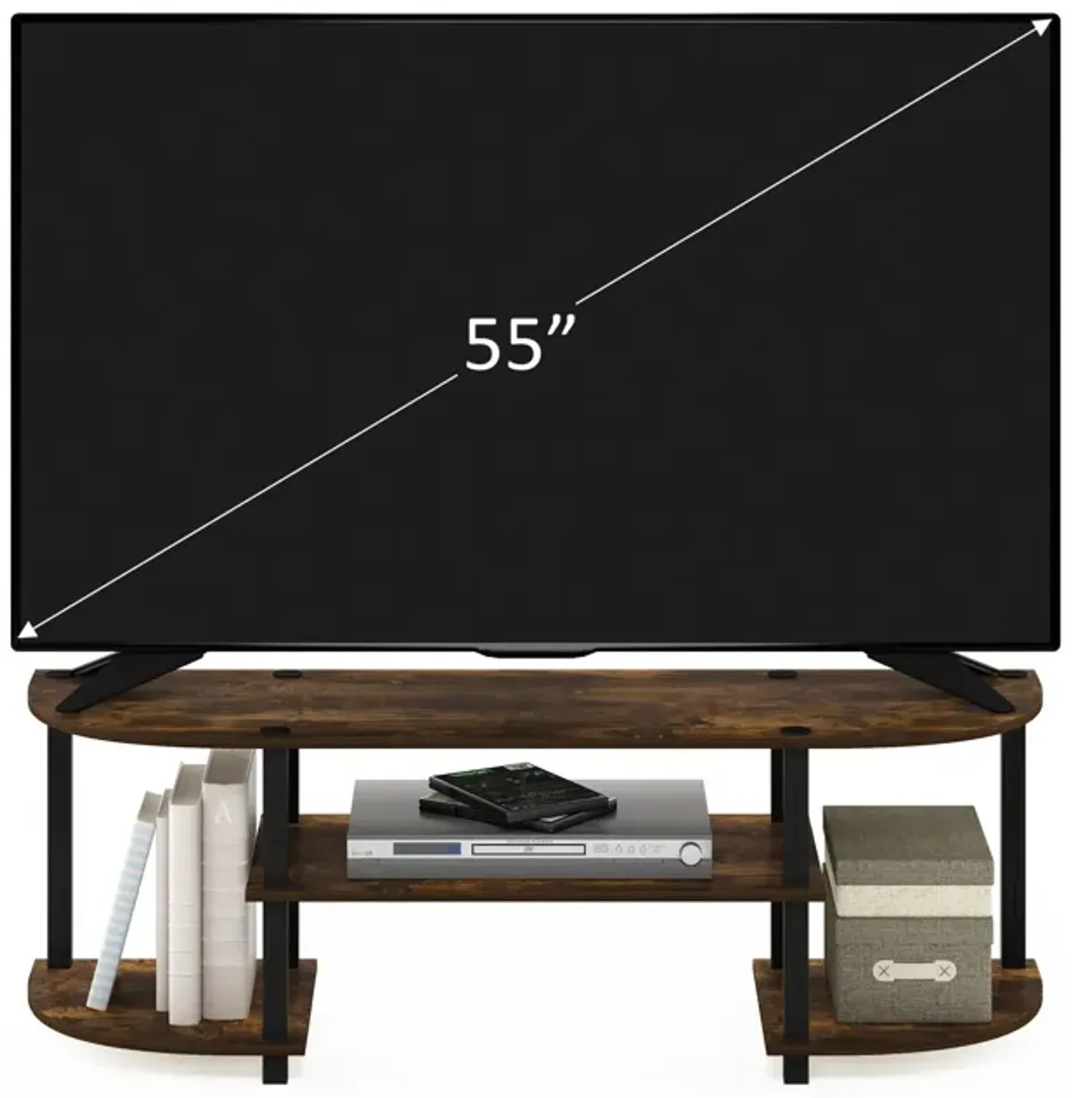 Furinno Furinno Turn-S-Tube Wide TV Entertainment Center, Amber Pine/Black