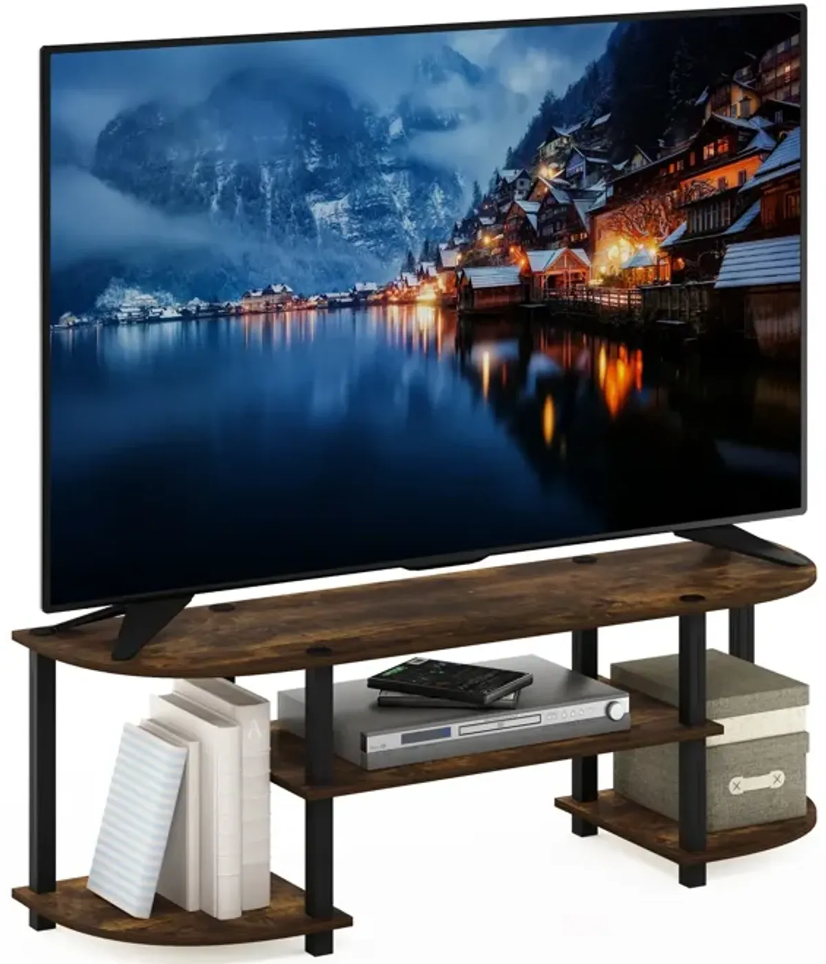 Furinno Furinno Turn-S-Tube Wide TV Entertainment Center, Amber Pine/Black