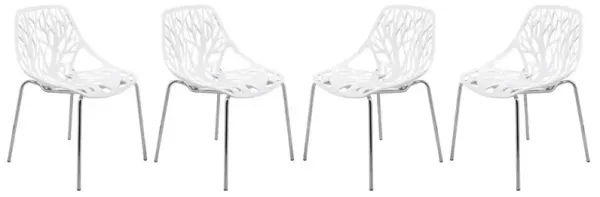 LeisureMod Modern Asbury Dining Chair w/ Chromed Legs, Set of 4