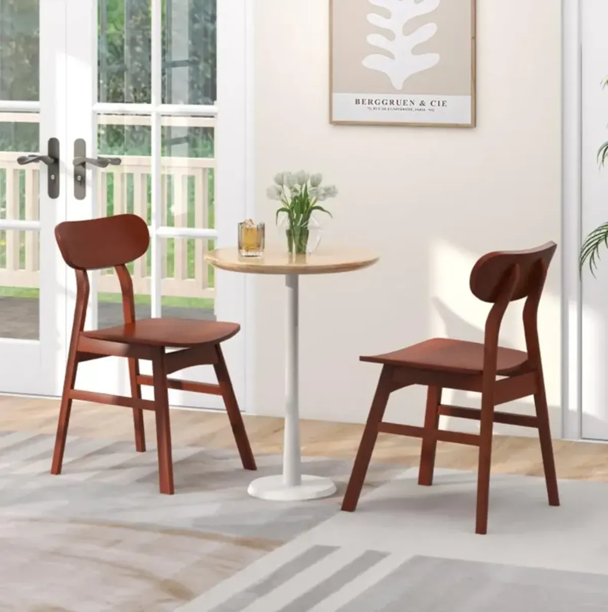 Hivvago Set of 2 Modern Dining Chairs with Curved Backrest and Seat