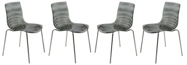 LeisureMod Astor Water Ripple Design Dining Chair Set of 4