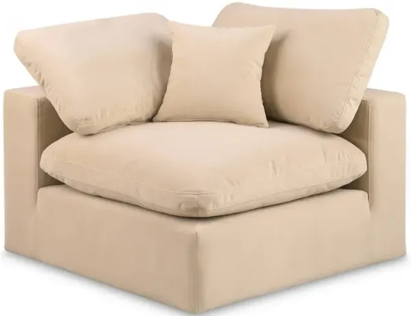Meridian Furniture Comfy Beige Velvet Modular Corner Chair