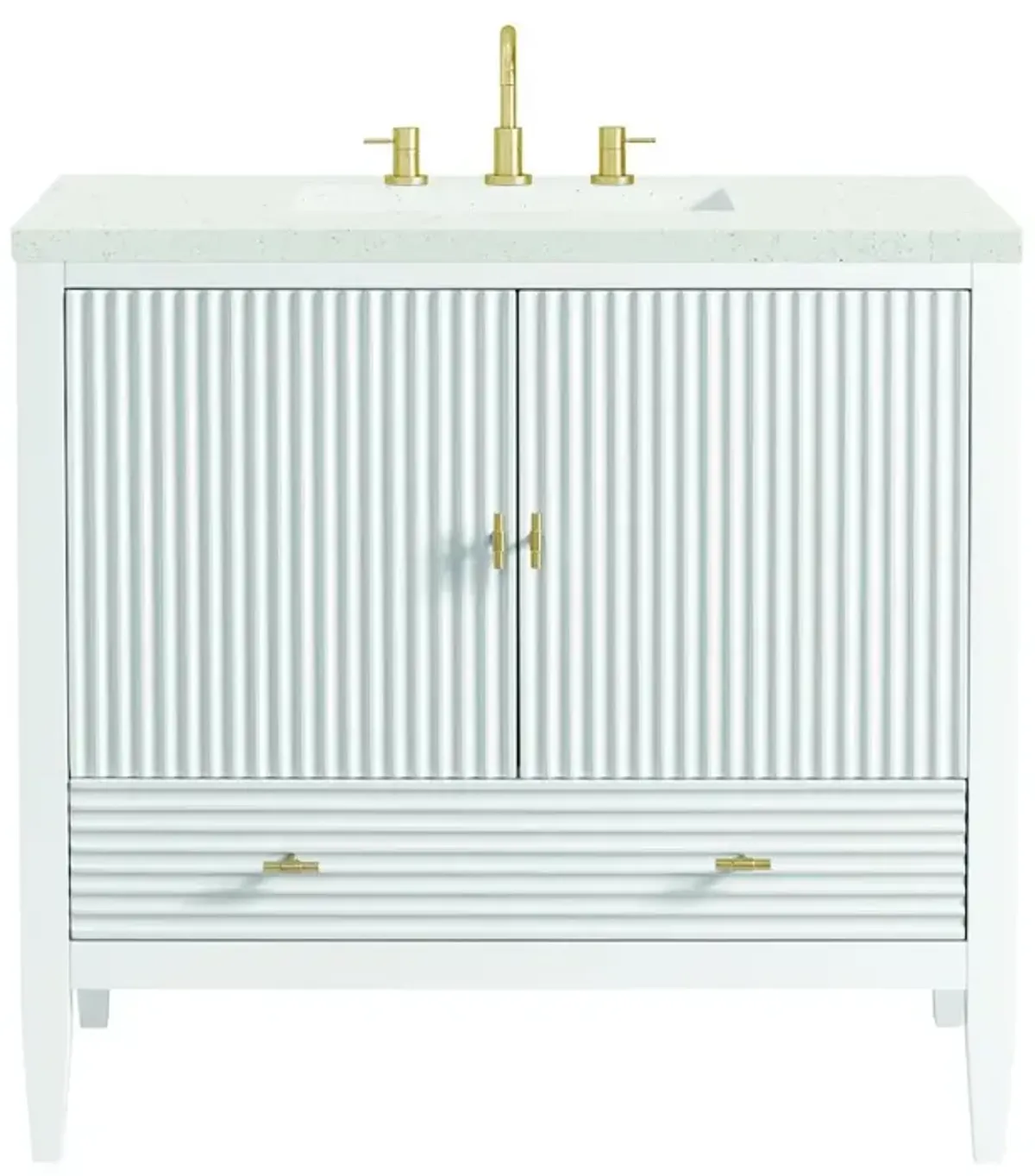 James Martin Vanities 36 Vanity, Bright White w/ 3 CM Lime Delight Quartz Top