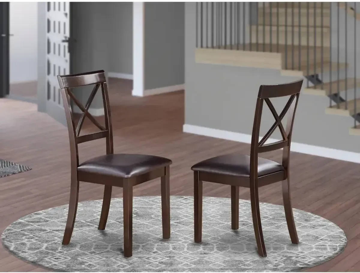 East West Furniture Boston  X-Back  Chair  for  dining  room  with    Faux  Leather  Upholstered  Seat,  Set  of  2