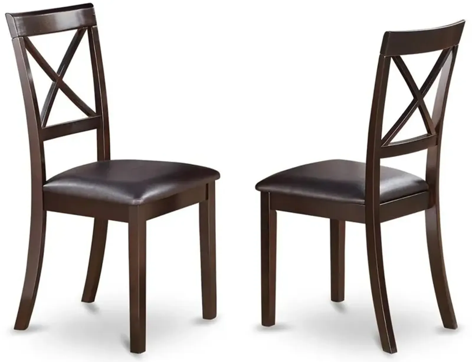 East West Furniture Boston  X-Back  Chair  for  dining  room  with    Faux  Leather  Upholstered  Seat,  Set  of  2