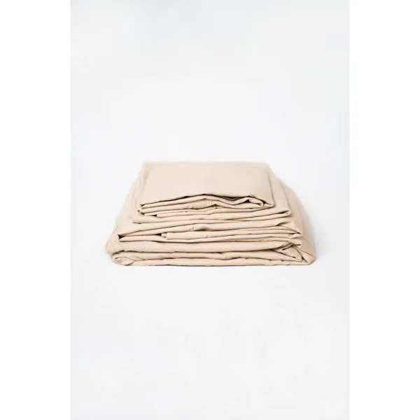 4-Piece Khaki Microplush And Bamboo King Hypoallergenic Sheet Set