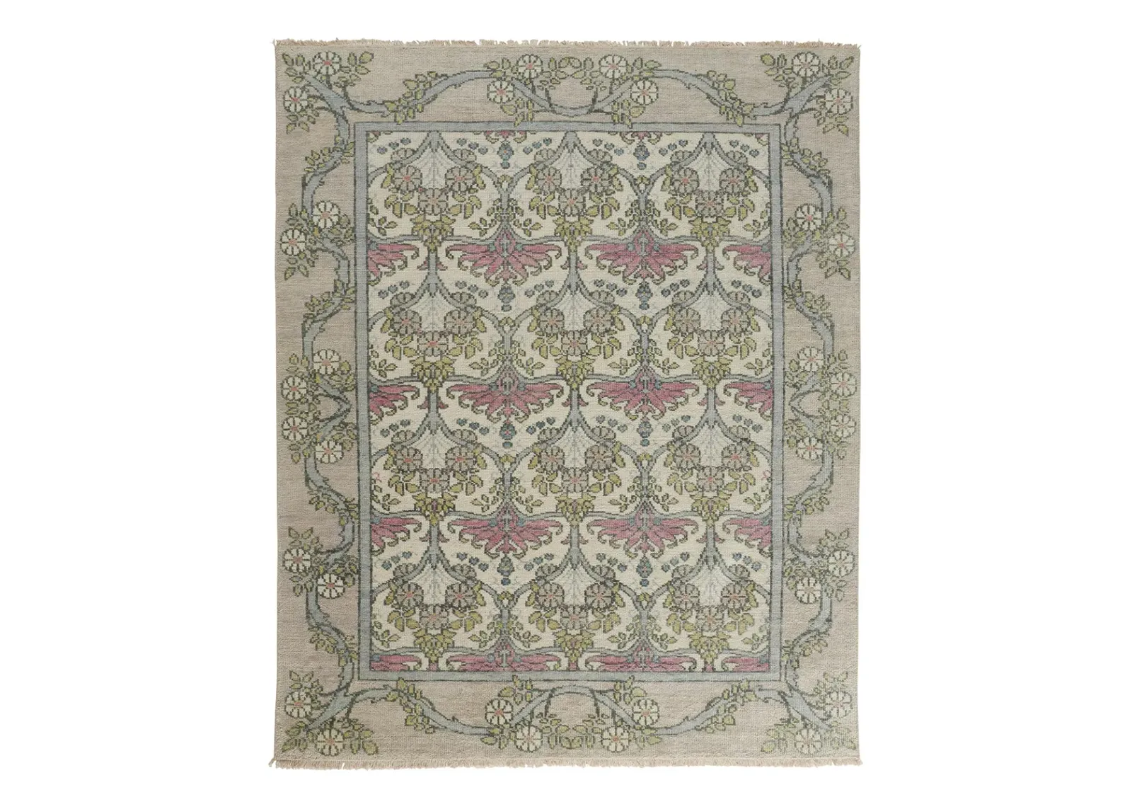 Beall 6714F Ivory/Pink/Green 8'6" x 11'6" Rug