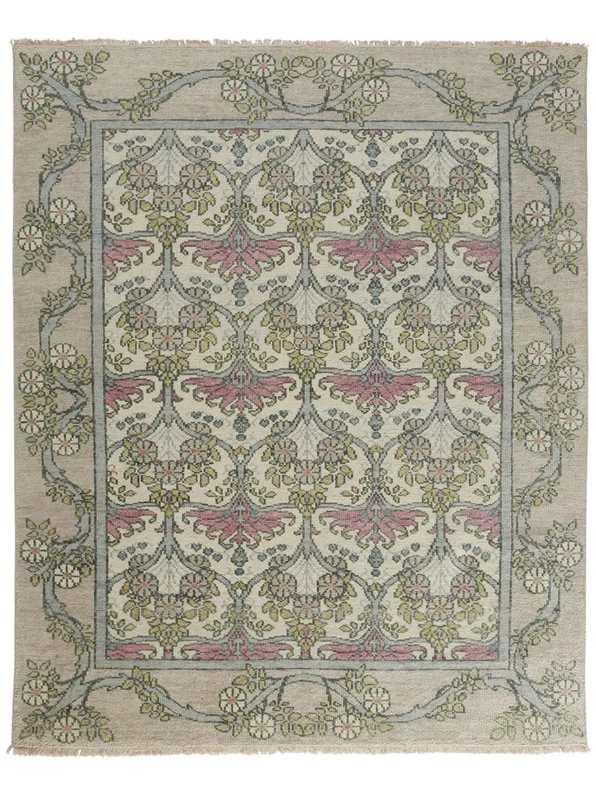 Beall 6714F Ivory/Pink/Green 8'6" x 11'6" Rug