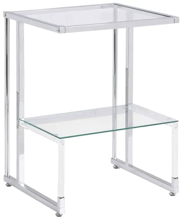 Hivvago LShape 2Tier Acrylic Glass End Table for Living Room&Bedroom
