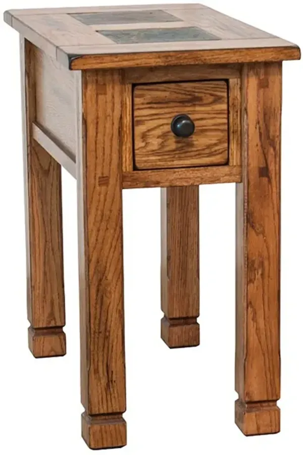 Marv Accent Chair Side Table, 25 Inch Rectangular Top, Drawer, Brown - Benzara