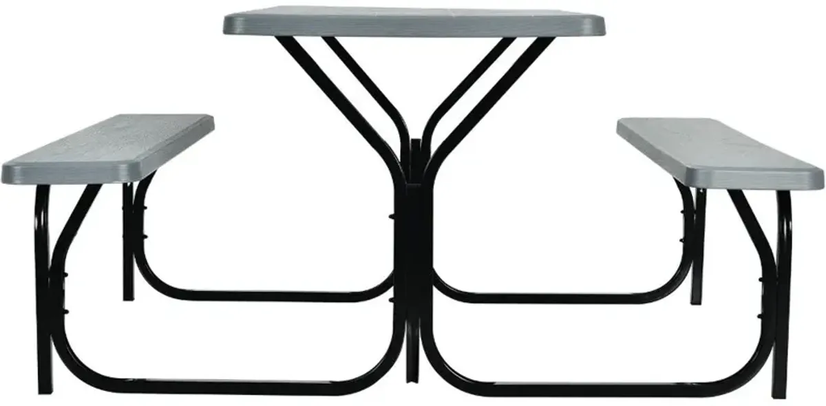 HDPE Outdoor Picnic Table Bench Set with Metal Base