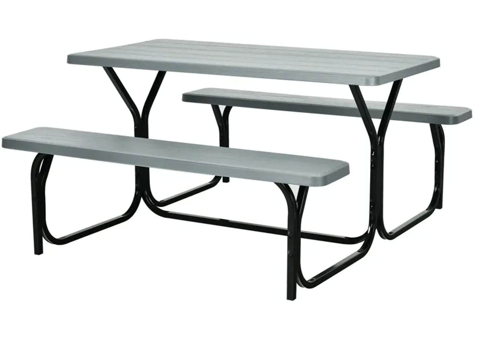 HDPE Outdoor Picnic Table Bench Set with Metal Base