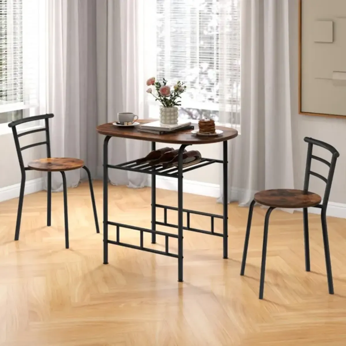 Hivvago 3-Piece Space-Saving Bistro Set for Kitchen and Apartment