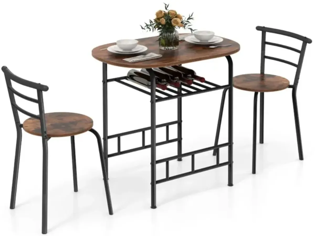 Hivvago 3-Piece Space-Saving Bistro Set for Kitchen and Apartment