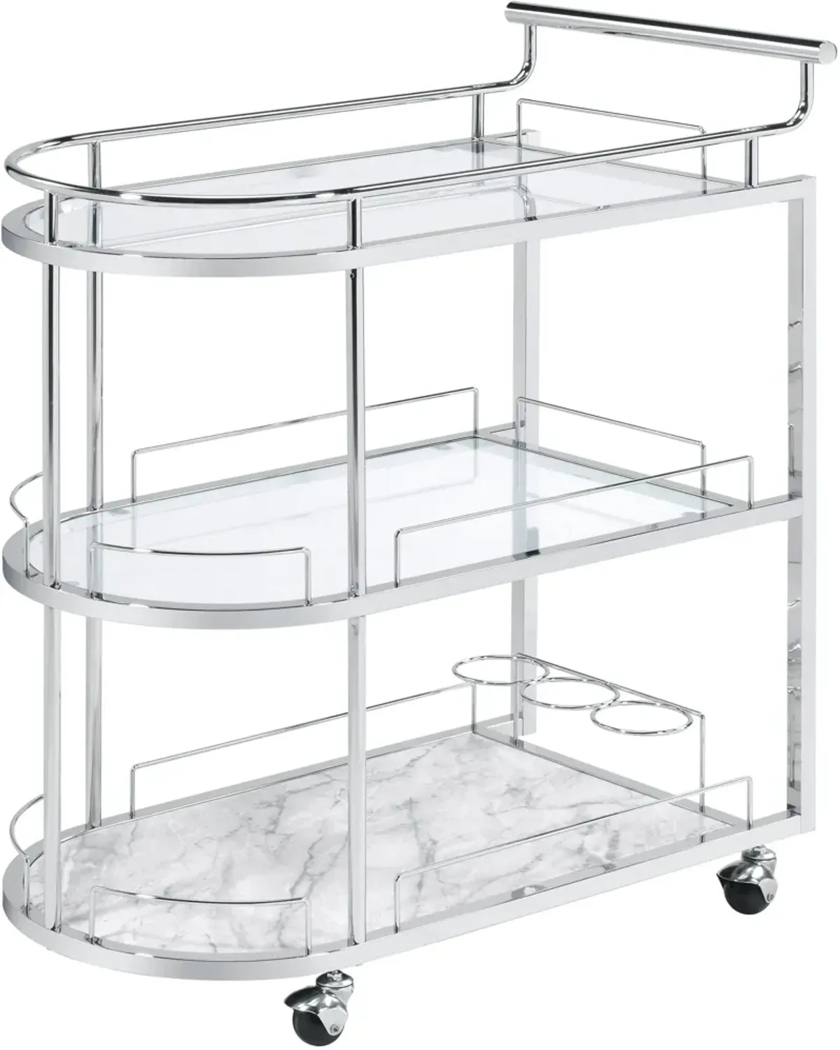 ACME Inyo Serving Cart, Clear Glass & Chrome Finish