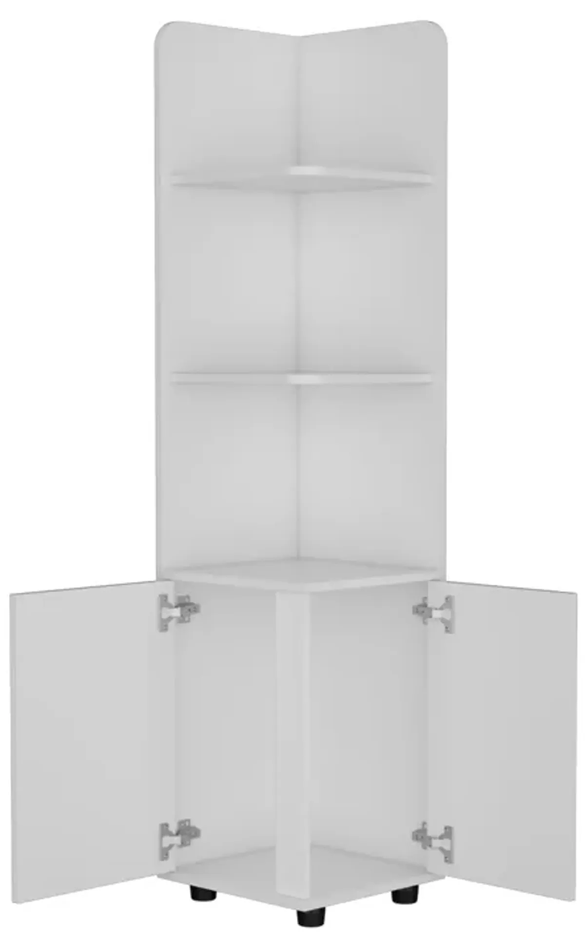 DEPOT E-SHOP Vestal Tall Corner Cabinet with 3-Tier Shelf and 2-Door, White