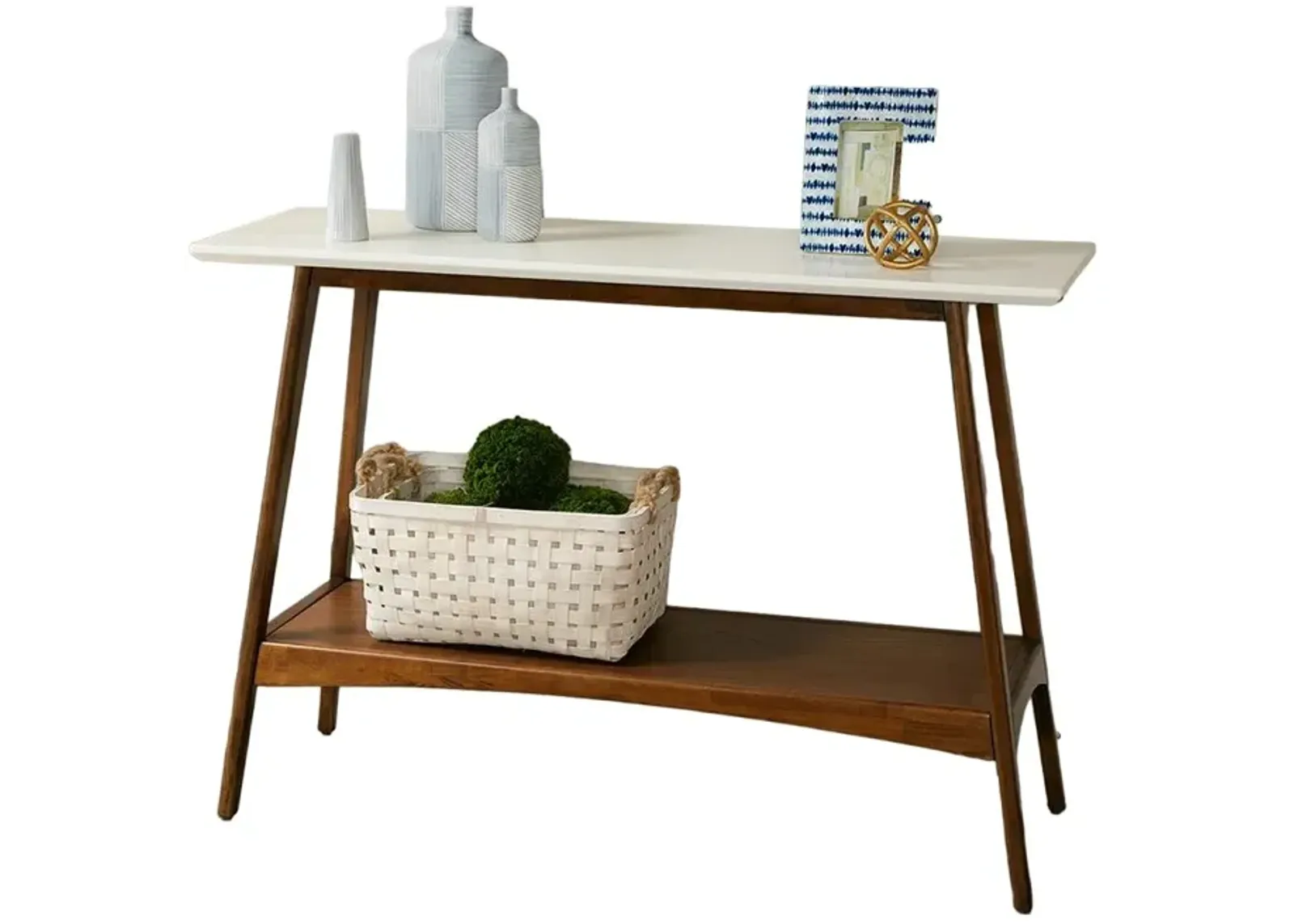 Belen Kox Pecan White Console Table, Belen Kox