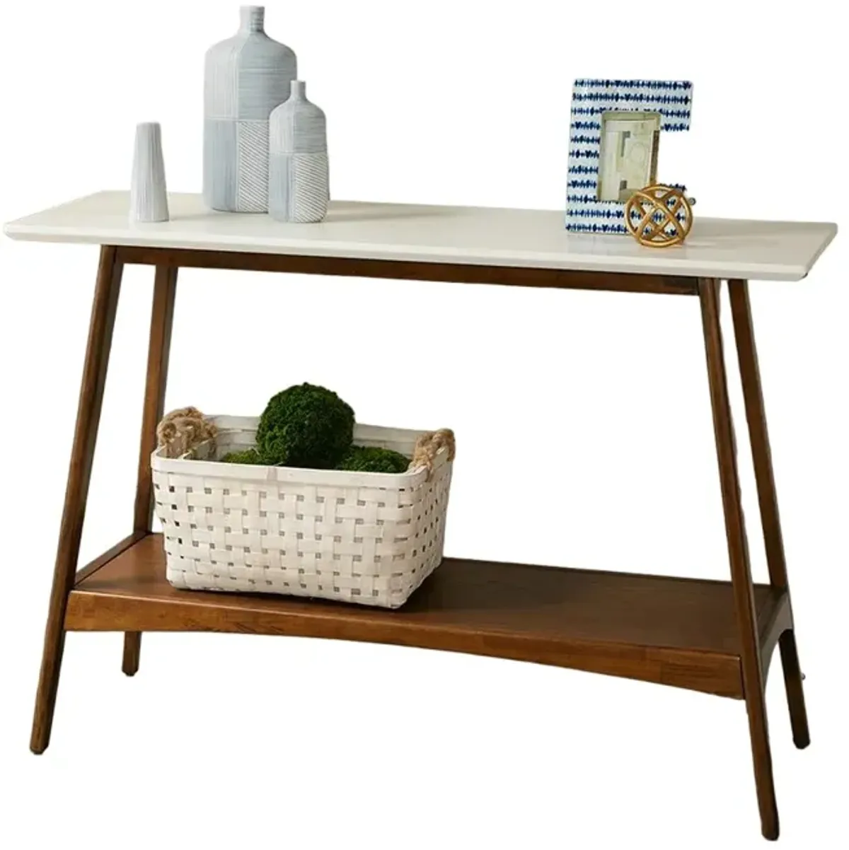 Belen Kox Pecan White Console Table, Belen Kox