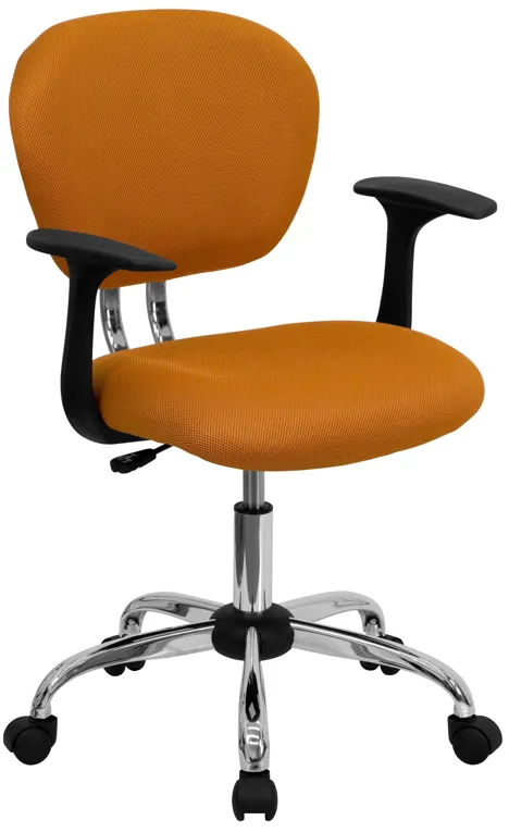 Beverly Mid-Back Mesh Padded Swivel Task Office Chair with Chrome Base and Arms