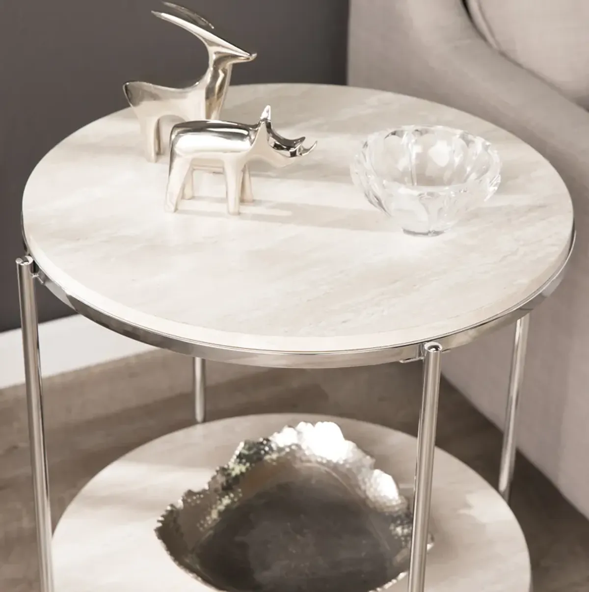 Cagney Round Marble End Table