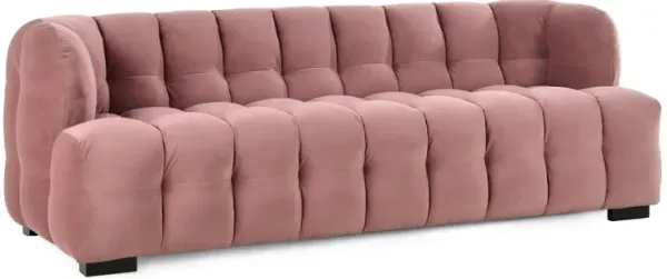 Kaio Sofa with Glam Retro Blush Pink Biscuit Tufted Velvet 91 Inch - Benzara