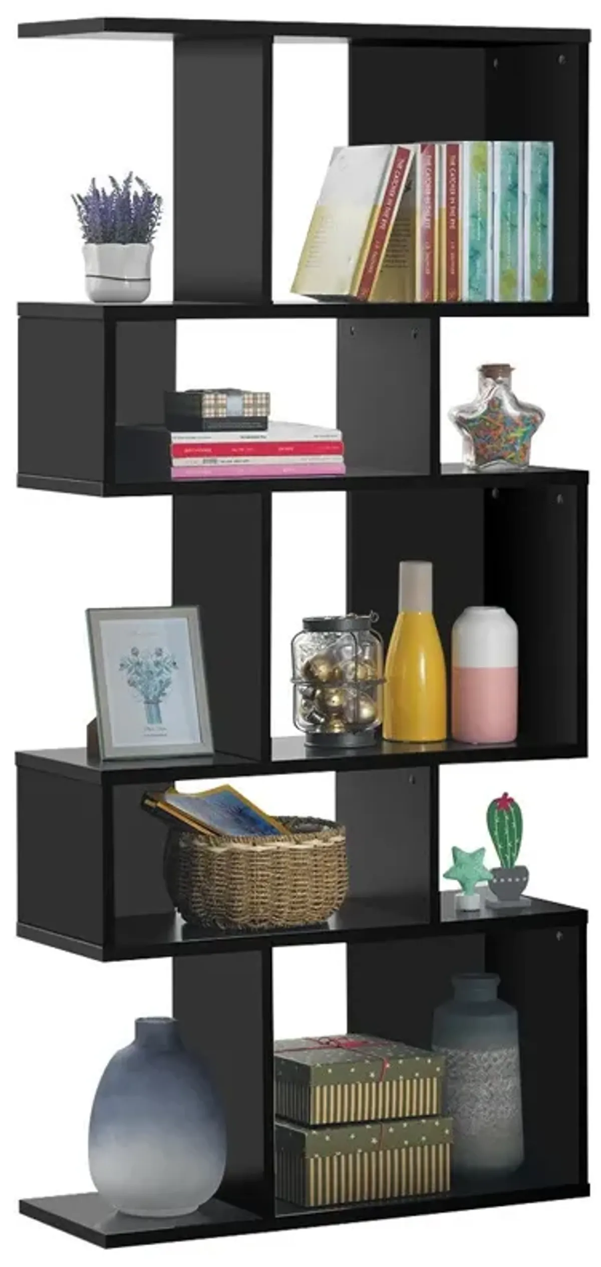 5 Cubes Ladder Shelf Corner Bookshelf Display Rack Bookcase