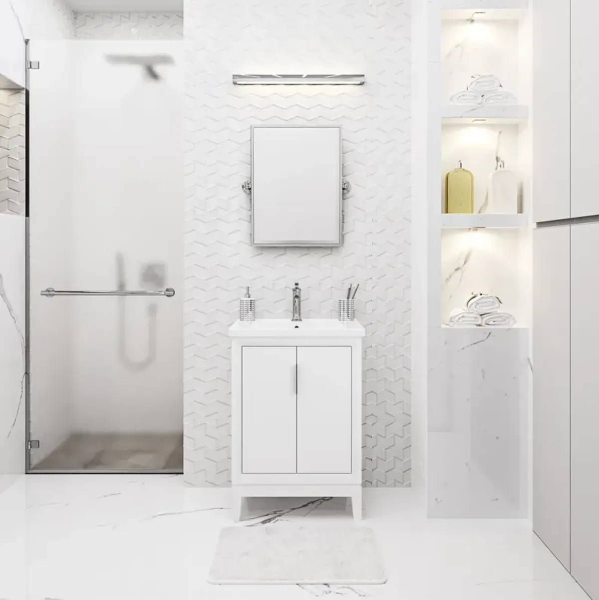 Elise 24 In. Integrated Ceramic Sink Top Vanity in Pure White