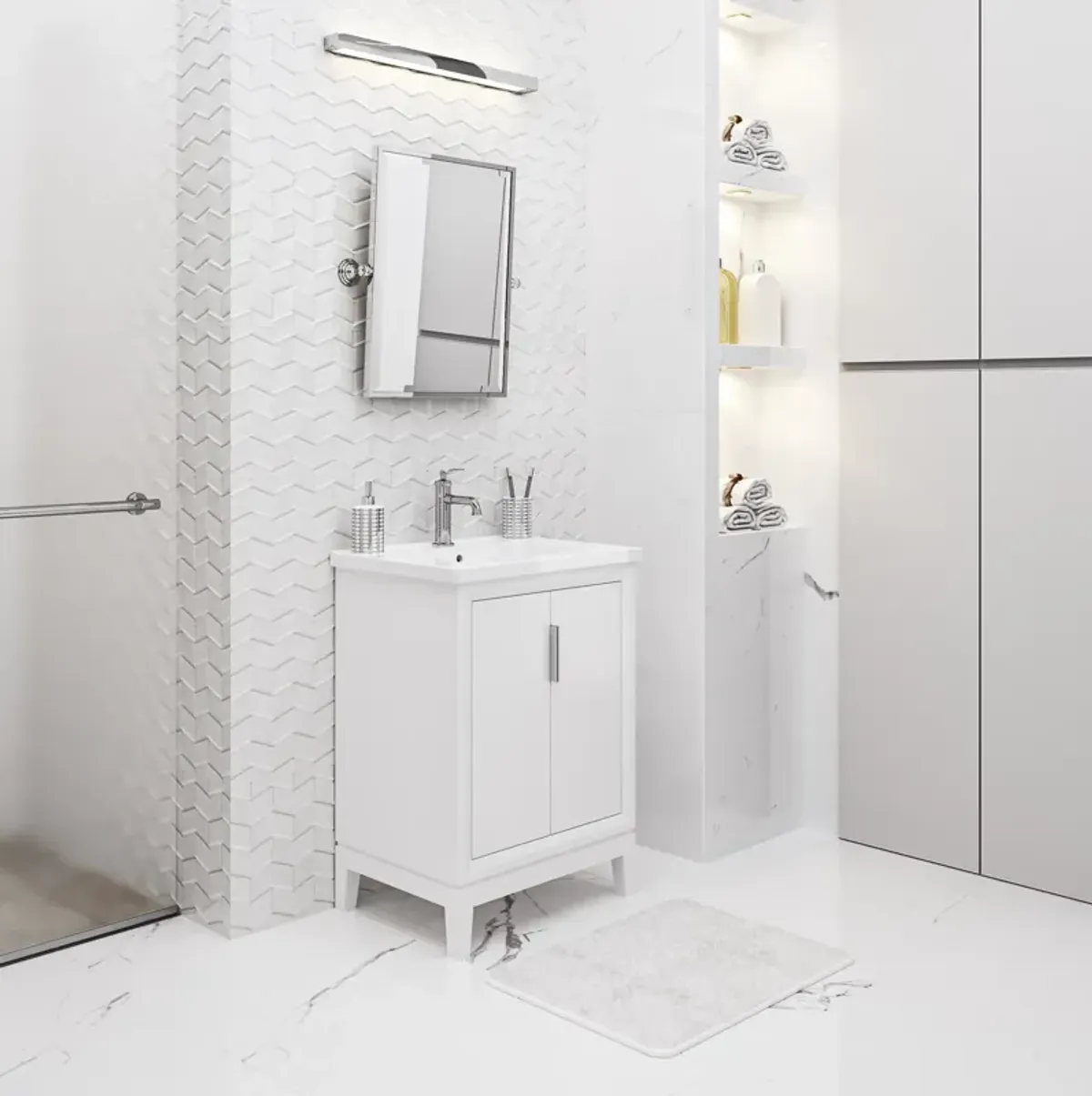 Elise 24 In. Integrated Ceramic Sink Top Vanity in Pure White